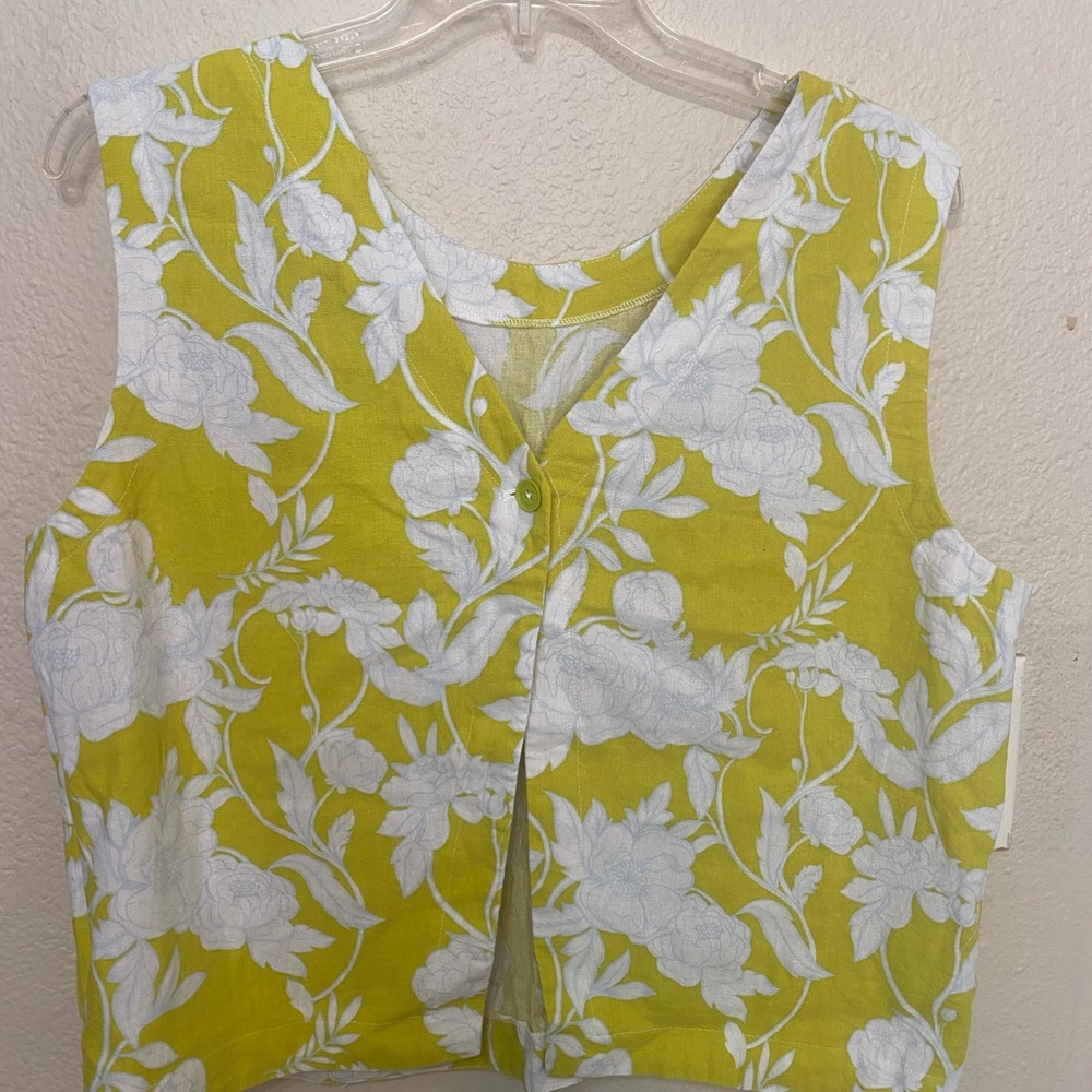 Marc New York Floral Sleeveless Blouse - Lime and White